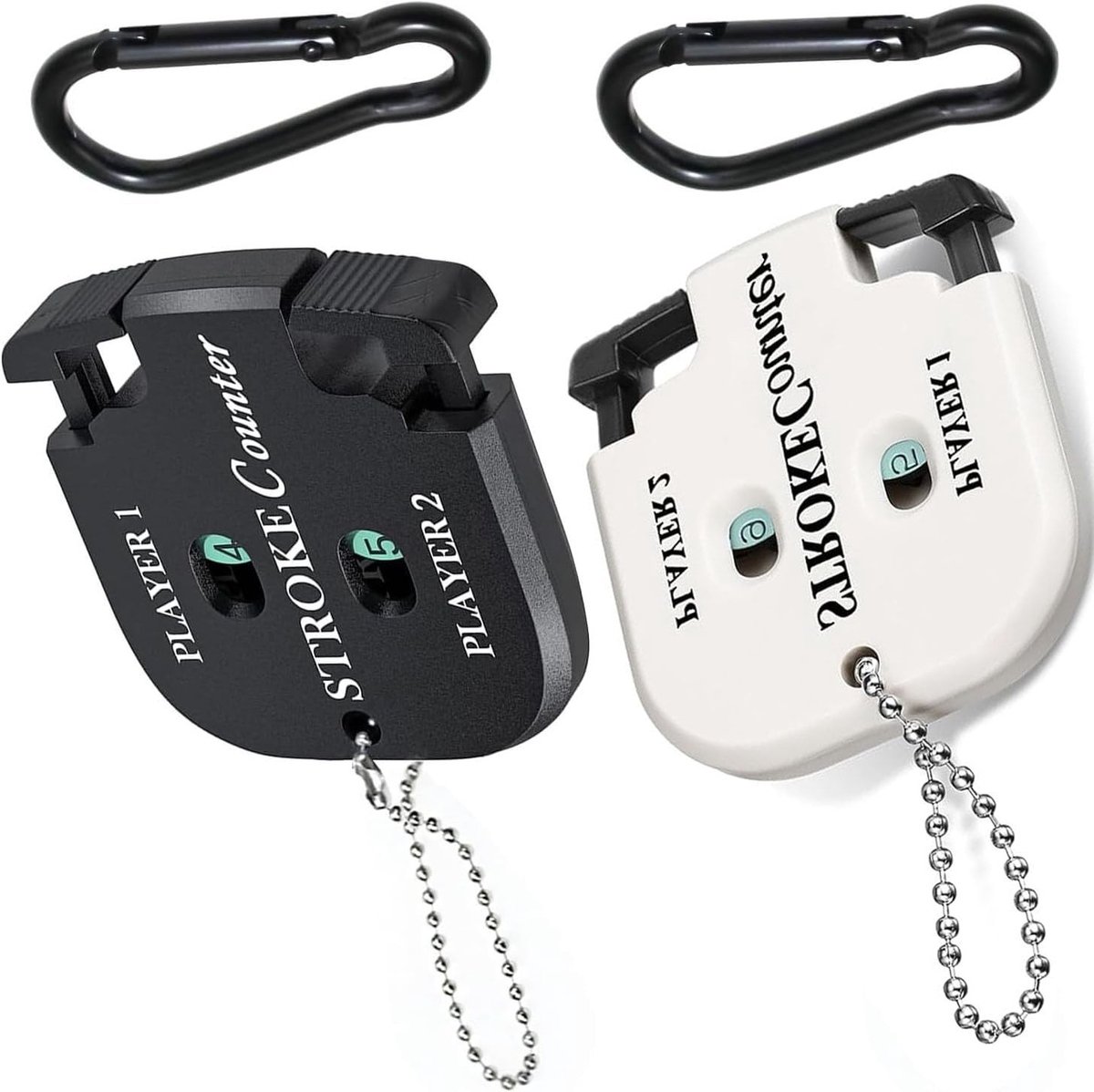 2 Stuks Golf Score Teller met 2 Carabiners, Handmatige Puntenteller voor Golf en Sportevenementen, Ideaal voor Nauwkeurige Scoreregistratie en Puntentelling