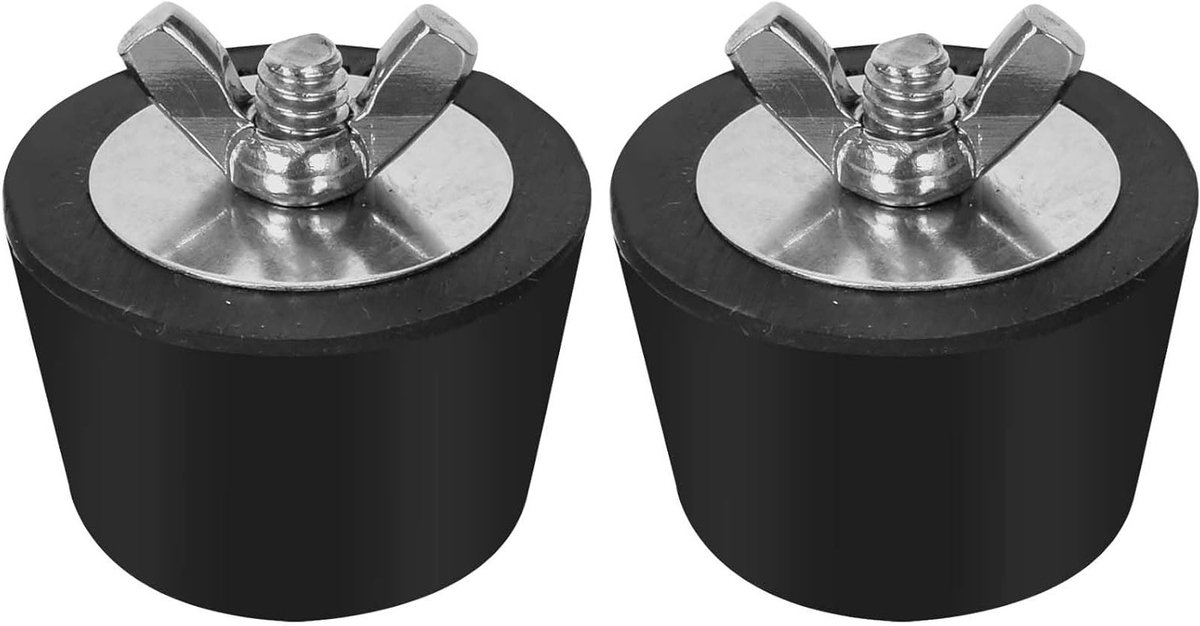 Set van 2 rubberen stoppers 32-38mm voor winterbescherming van zwembaden en waterbedden met roestvrijstalen bouten