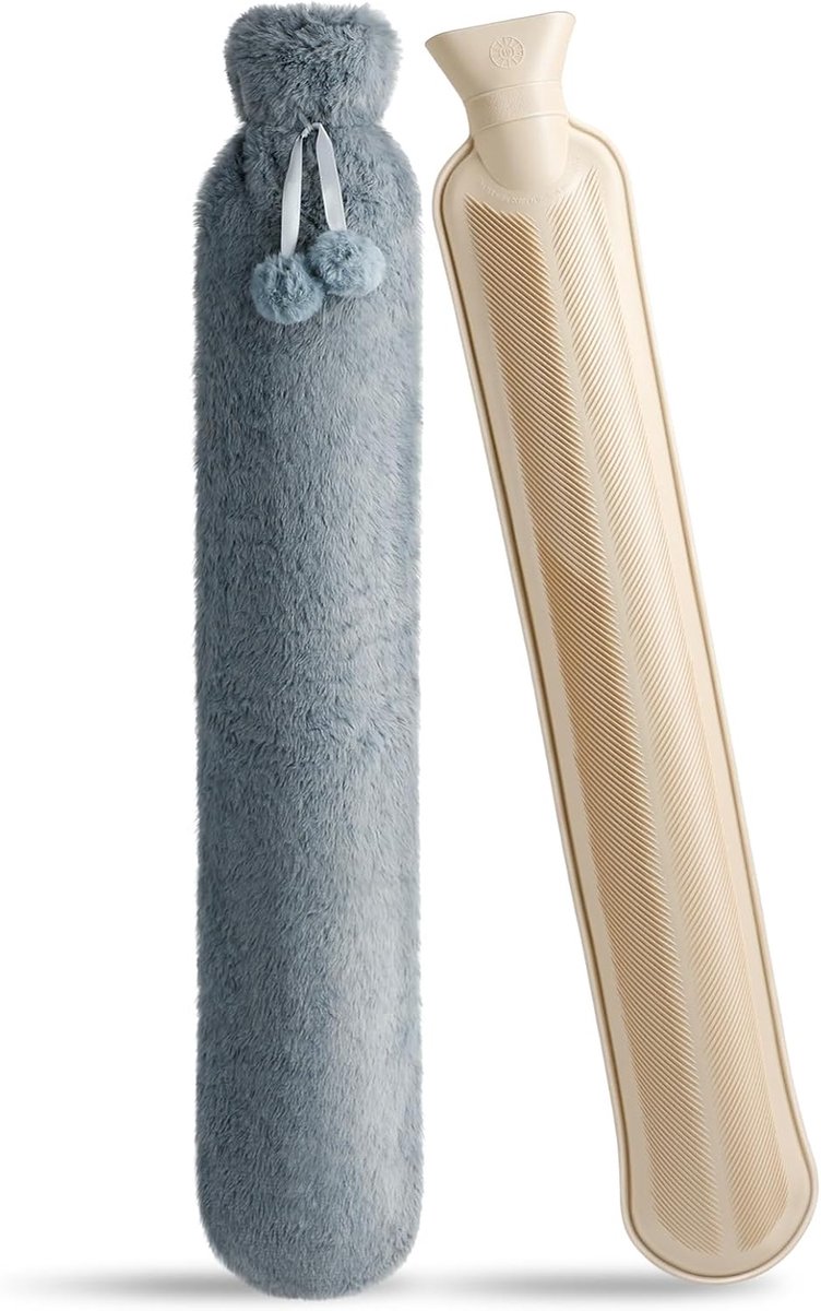 SnelShoppen - Long Hot Water Bottle 2L - Extra Lange Warmwaterkruik met Zachte Pluche Cover - 73cm voor Nek, Rug, Menstruatiepijn - Perfecte Cadeau vo