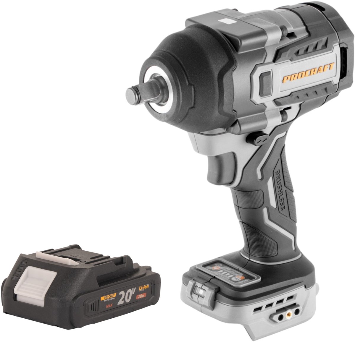 ProCraft Industrial IW850A-BB accu-slagmoersleutel 20 V 850 Nm 1/2" borstelloos + 1x accu 2,0 Ah - zonder oplader