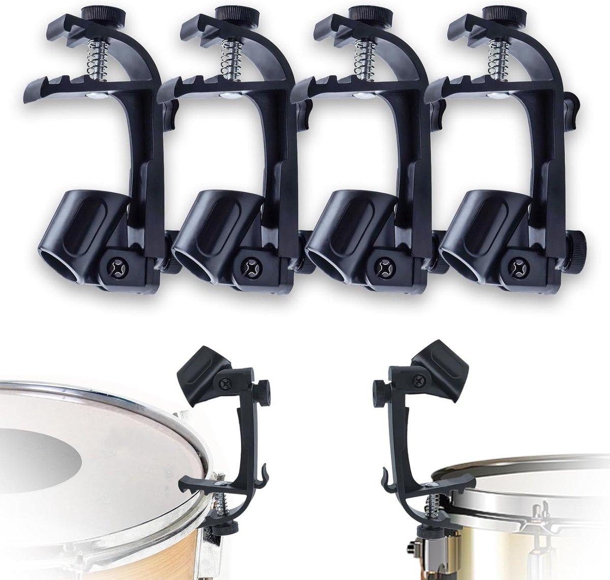 SnelShoppen - Pack van 4 Drum Microfoon Clips, Verstelbare Shockproof Microfoonhouder, Universele Drum Clamp voor 18-28mm Microfoon, Ideaal voor Muzie