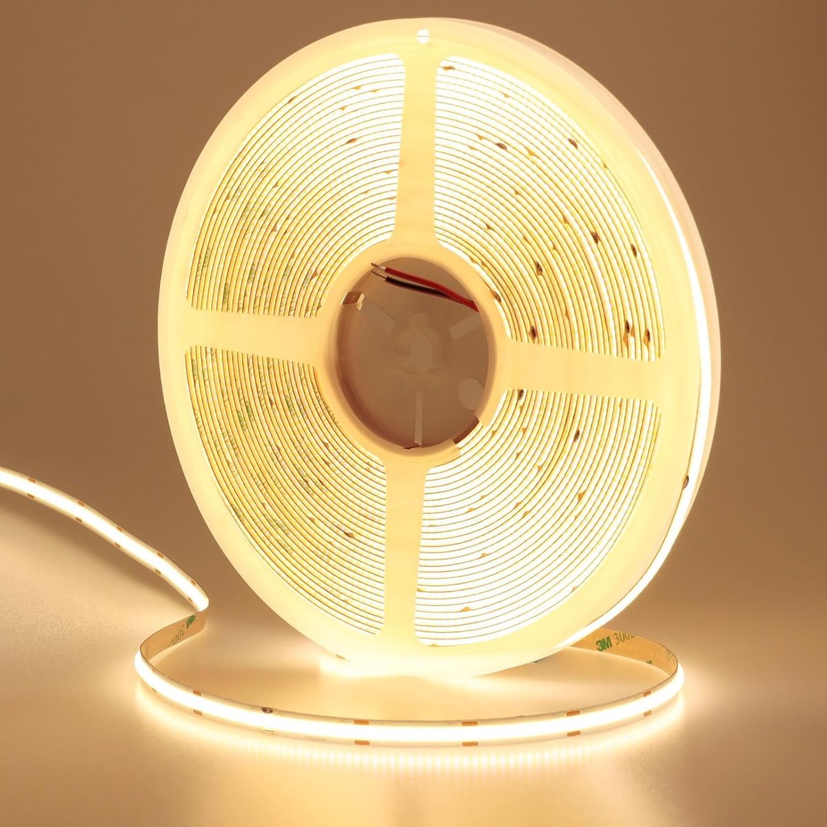 SnelShoppen - 24V 15M COB LED Strip Warm White 3000K 384LED/M CRI 93+ 11000lm Flexibel IP20 Zelfklevend LED Tape voor DIY Sfeerverlichting in Slapen,
