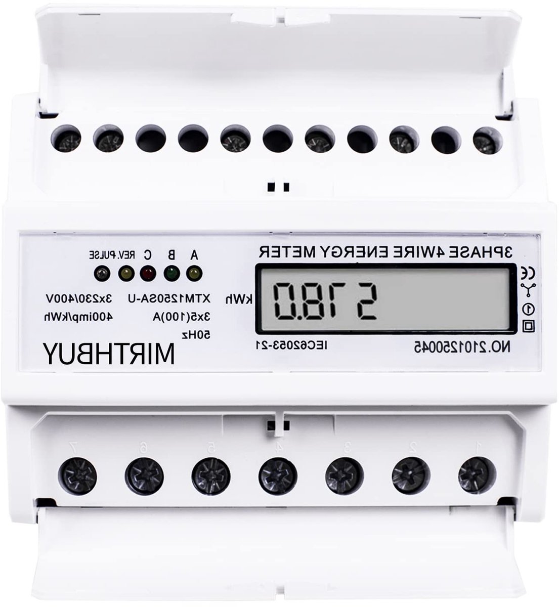 Digitale Rotatie Flowmeter met LCD-scherm voor 3-fase 4-draad AC, Geijkt voor Bouwtechniek, Energiebeheer en Industrie tot 100 A