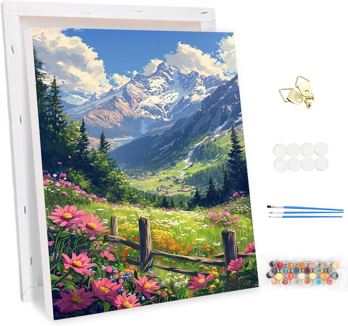 SnelShoppen - Paint by Numbers voor Volwassenen met Frame - Bloemenvallei Kunst en Ambachten Kit - 30x40cm Acrylverf Schilderen voor Thuiswanddecorati