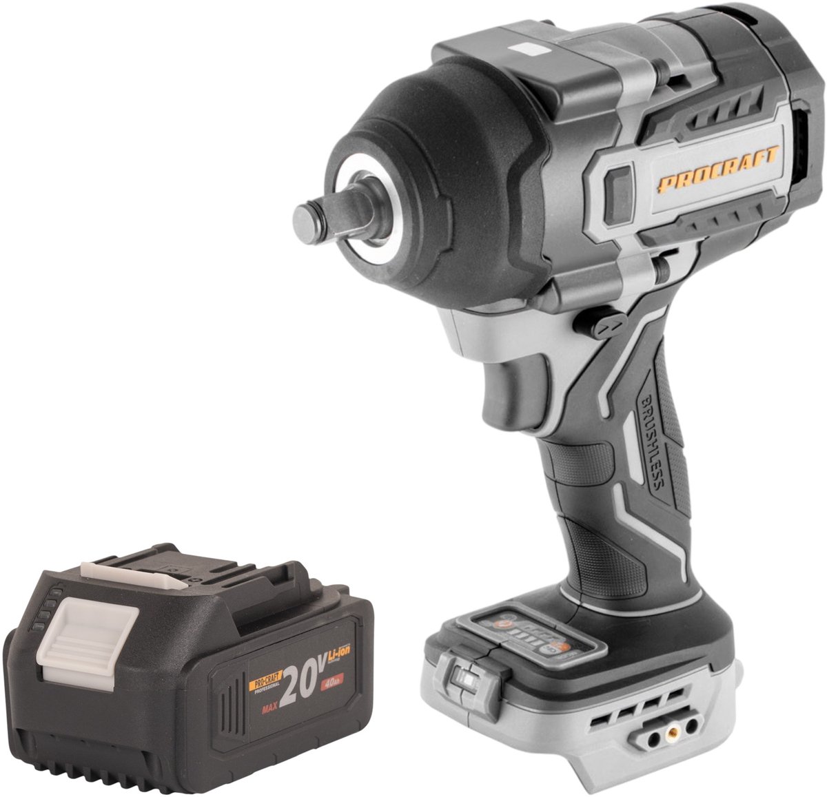 ProCraft Industrial IW850A-BB accu-slagmoersleutel 20 V 850 Nm 1/2" borstelloos + 1x accu 4,0 Ah - zonder oplader