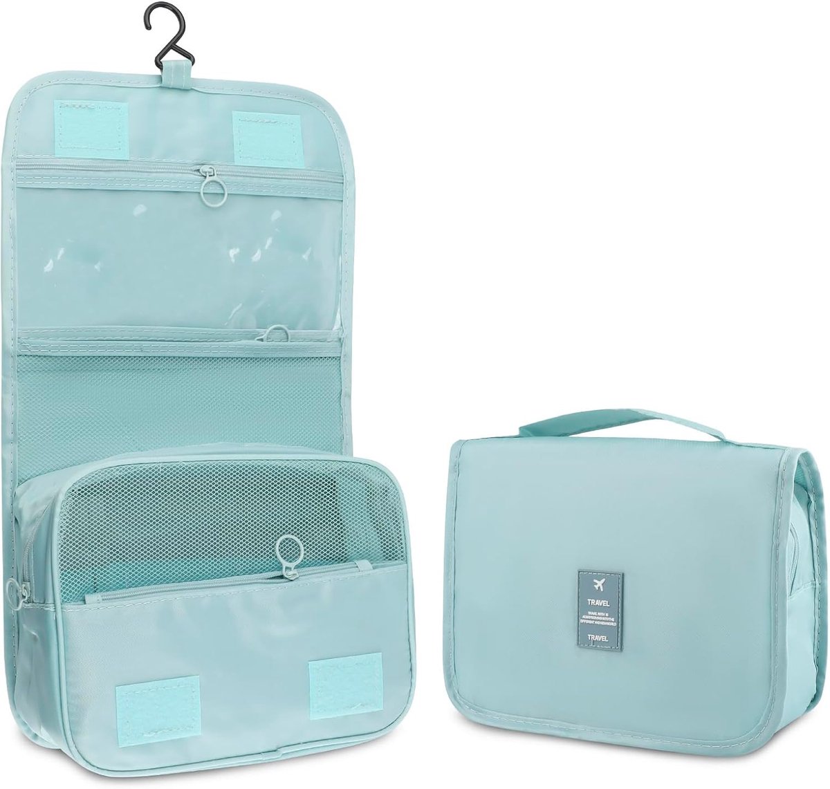 SnelShoppen - 24x18x9 cm Toilettas, Waterdichte Reis Toiletry Bag, Multifunctionele Cosmetica Bag voor Mannen en Vrouwen, Hangende Organizer met Compa