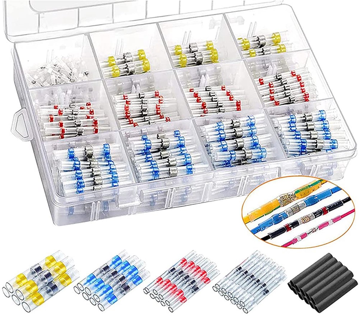 SnelShoppen - Solder Sealing Wire Connector Set 500 Stuks - Waterdichte Heat Shrink Connectors - Geïsoleerde Gelaste Kabel Terminals voor Auto en Tuin