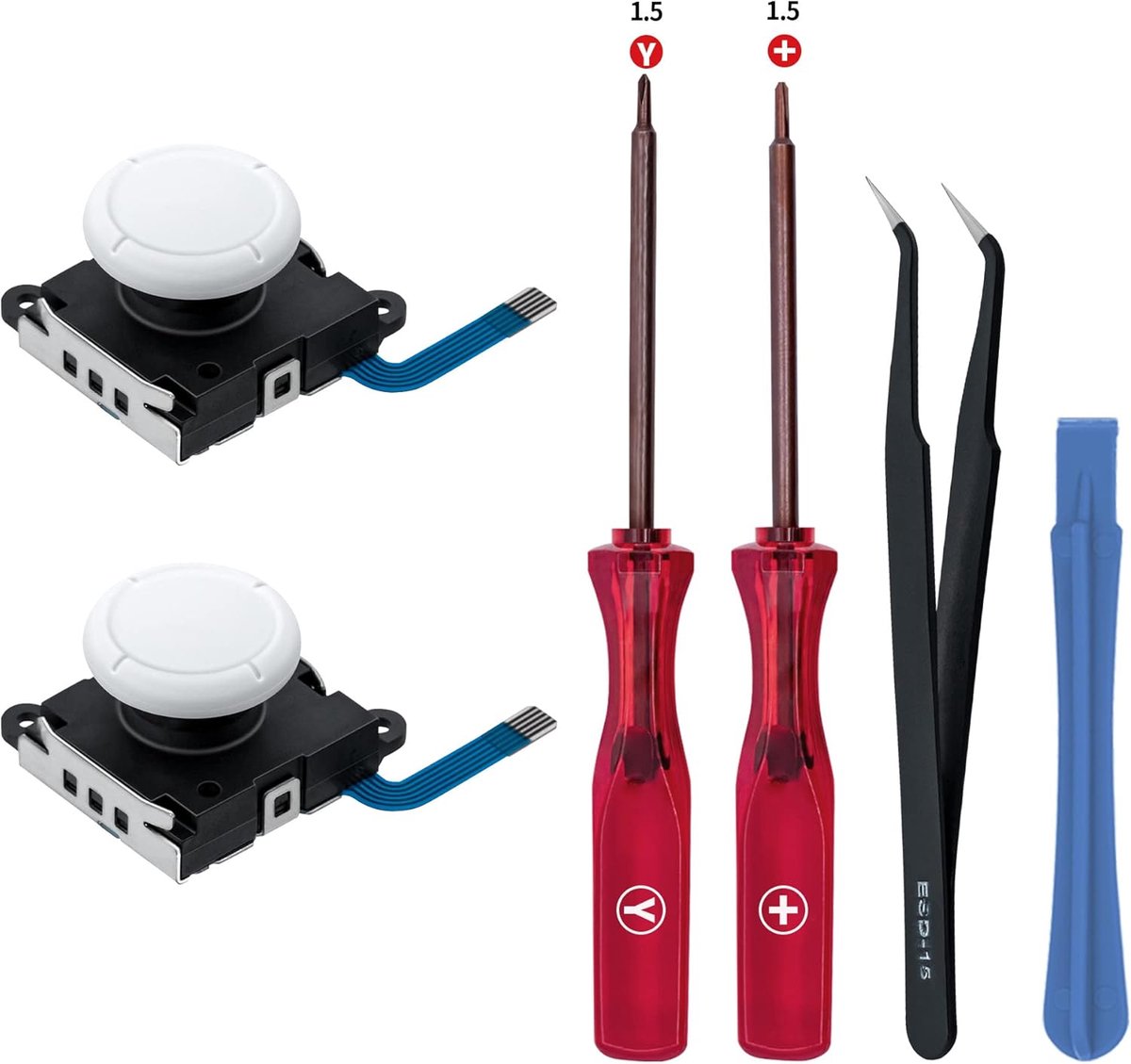 SnelShoppen - 3D Analog Joystick Reparatie Kit voor NS Switch/Switch OLED Joy-Con/Switch Lite Controller - Wit - Inclusief Reparatietools