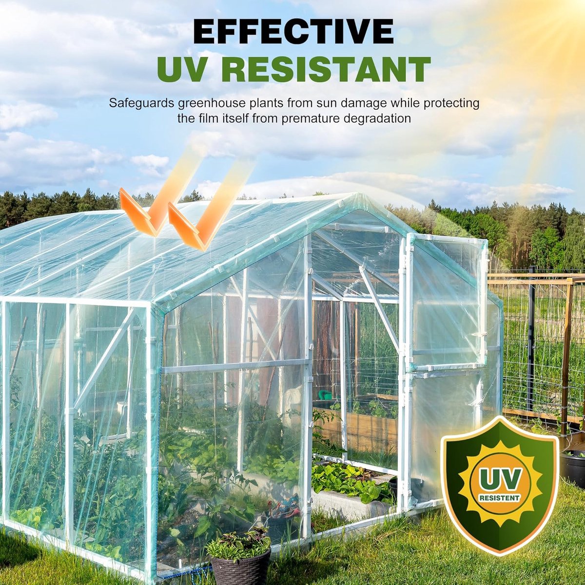 SnelShoppen - 2 x 6M Heldere Polyethyleen Folie, UV Bestendig 125 Mu/500G Extra Dikke Plastic Tunnelbedekking, Waterdichte Horticulture Membrane voor