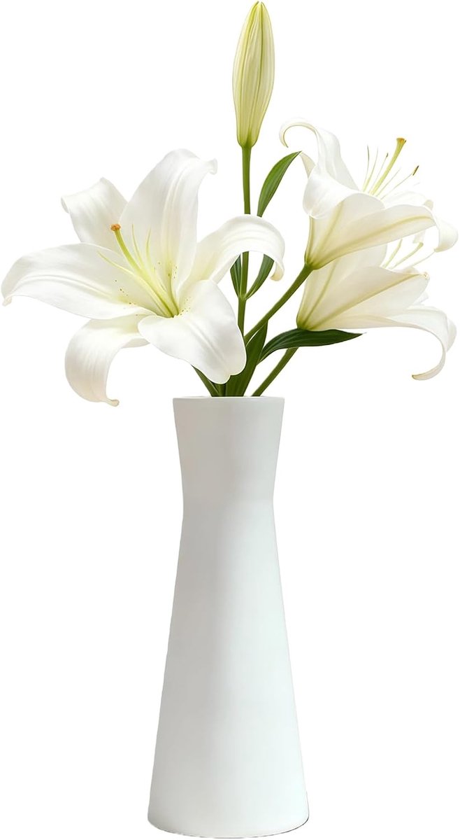 SnelShoppen - 18cm Hoge Ceramic Knopvaas Cone - Decoratieve Bloemenvaas voor Enkele Stengel - Kleine Witte Keramische Vaas voor Thuis, Bruiloft, Kanto