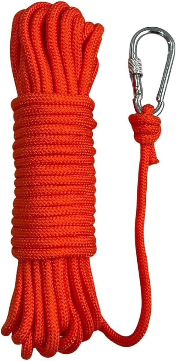 SnelShoppen - 10m Drijvende Touw Anker Mooring Rope Multifunctioneel 6mm Kayak Canoe Slepen Gooien met Aluminium D-Ring Sluitcarabiner voor Boot Campi