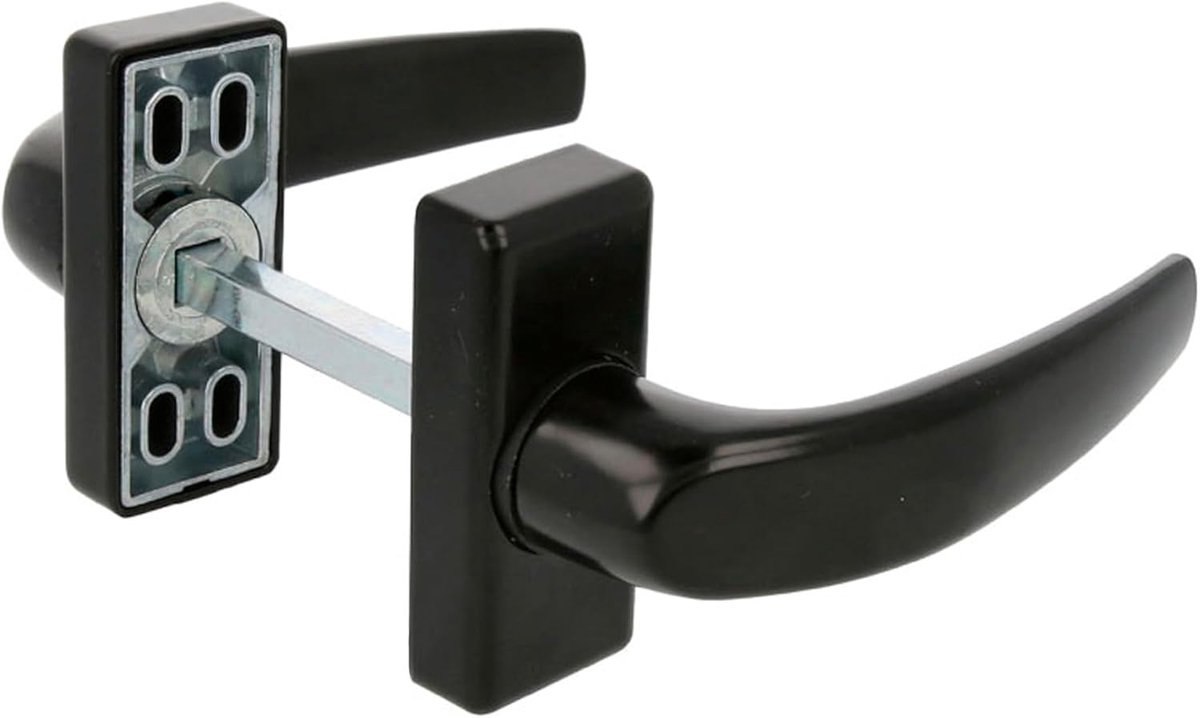SnelShoppen - Set van 2 rosette deurhandgrepen DELTA - 121 x 72 mm - Ergonomische zwarte aluminium handgrepen voor binnen- en buitendeuren