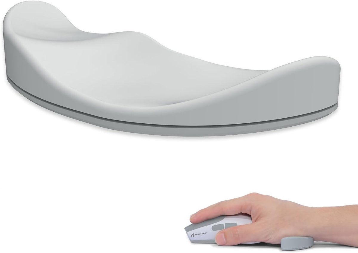 SnelShoppen - Silicone Ergonomische Muismat met Polssteun, Comfortabele en Duurzame Polssteun voor Rechts, Ideaal voor Thuis, Kantoor en Gaming - Grij