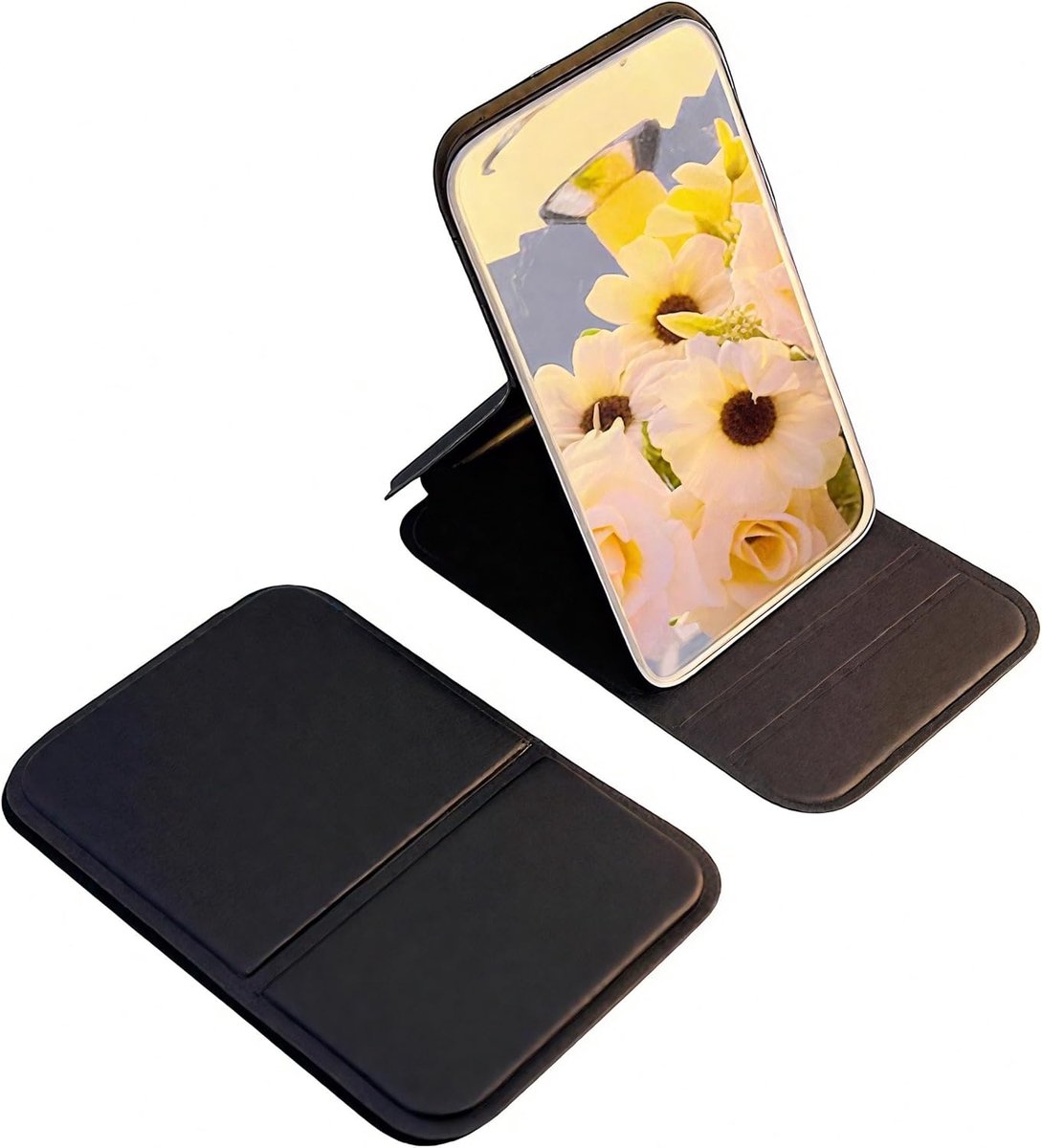 SnelShoppen - Draagbare Reismirror met Standaard, Vouwbare Compacte Mini Make-up Spiegel voor Handtas en Tas, Tafelspiegel voor Mannen Vrouwen Meisjes