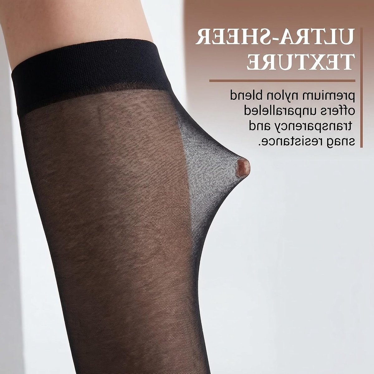 Comfortabele en ademende kniekousen voor dames, 4 paar, hoge elasticiteit, transparant zwart, rekbaar en drukvrij, eenheidsmaat