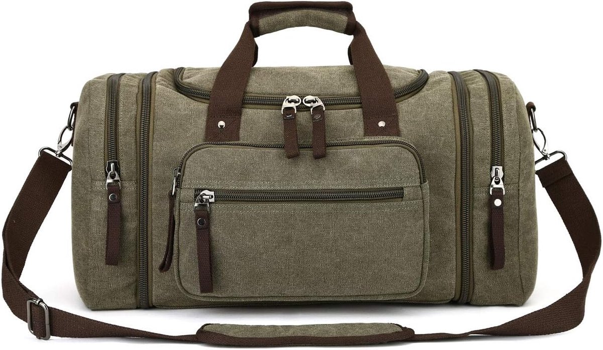 SnelShoppen - Uniseks Canvas Reistas - Ruime Weekendtas voor Dames en Heren - Ideaal voor Overnachtingen, Camping en Reizen - Stevige en Duurzame Tas