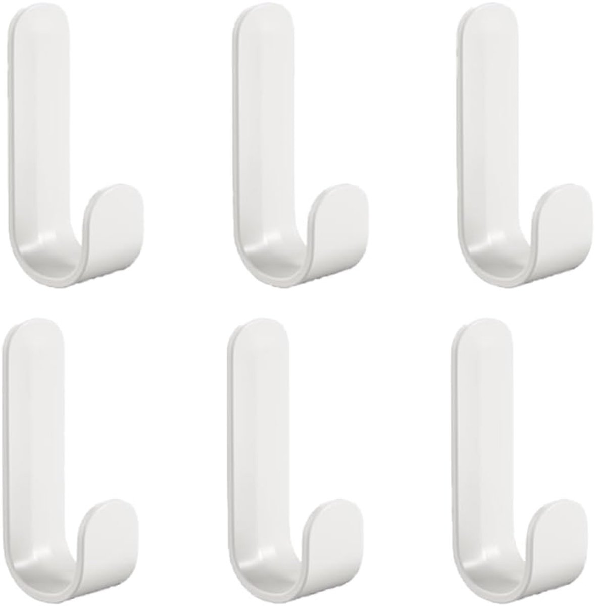 SnelShoppen - Adhesive Hooks 6 Stuks Plastic Zelfklevende Wandhaken Handdoekhouder voor Keuken Badkamer Woonkamer Wit