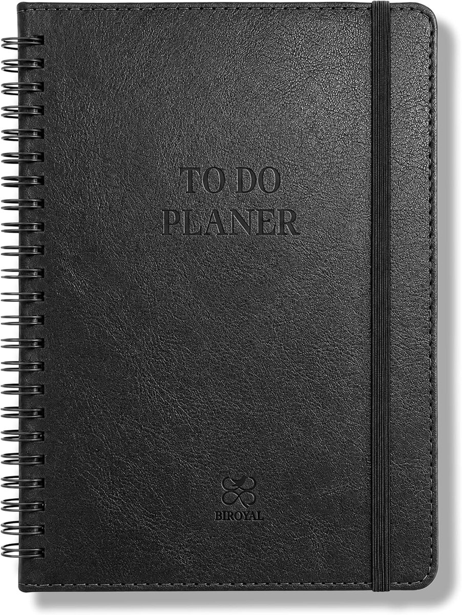 SnelShoppen - Daily Planner Ongeveer, Spiralen Notitieboek, Hardcovers, Leer, Donkergrijs, Organiseer Je Dag, Tijdmanagement, Agenda, Notities