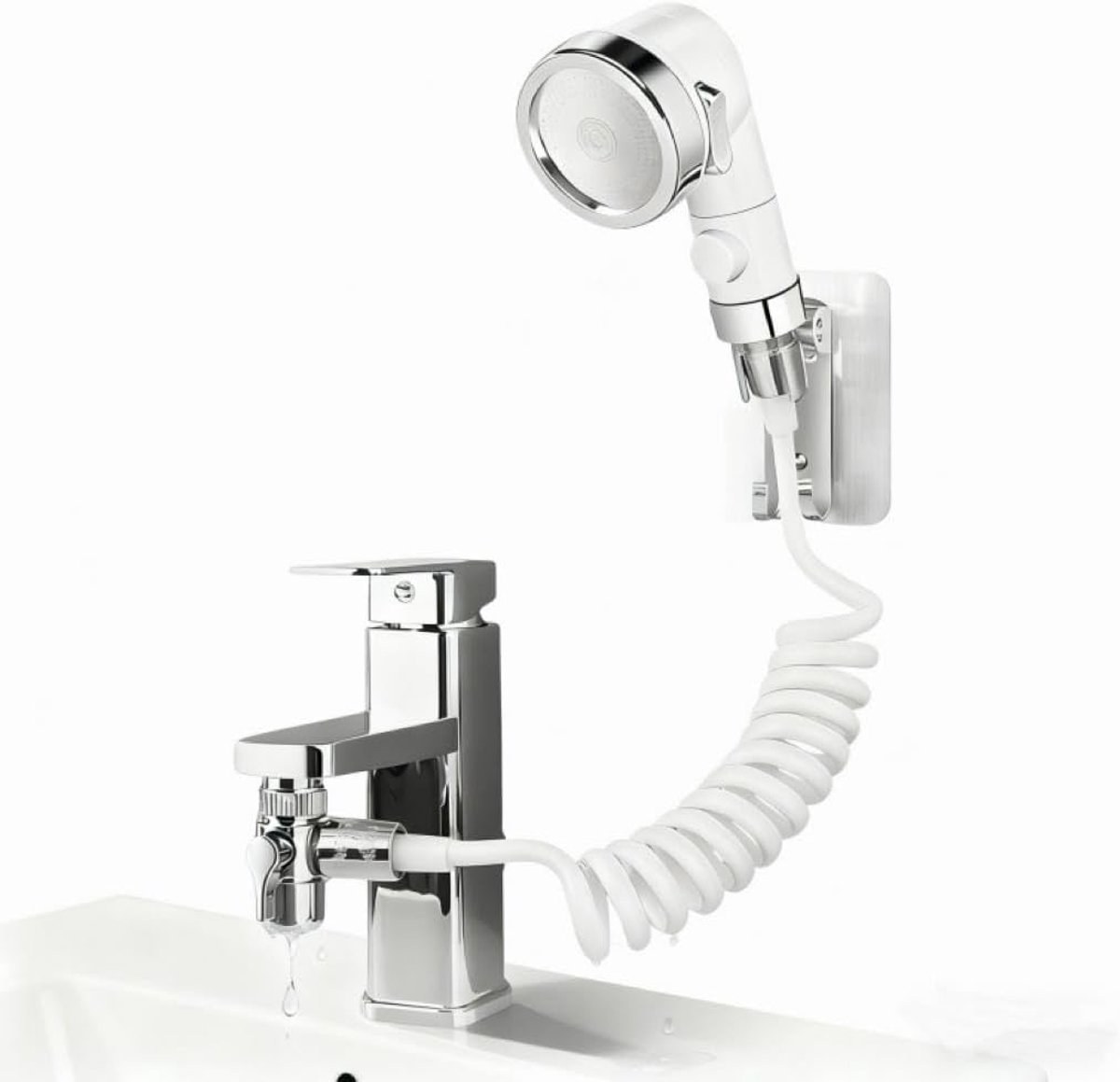SnelShoppen - Handdouche voor Wastafel met Slang, Douchekop Set met Houder, Ideaal voor Haarwassen en Schoonmaken in Badkamer en Keuken