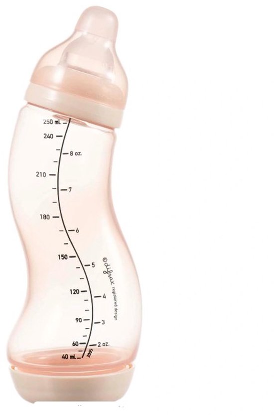 Difrax Anti-Koliek Voedingsfles BPA-vrij 250 ml roze/paars — afbeelding 2