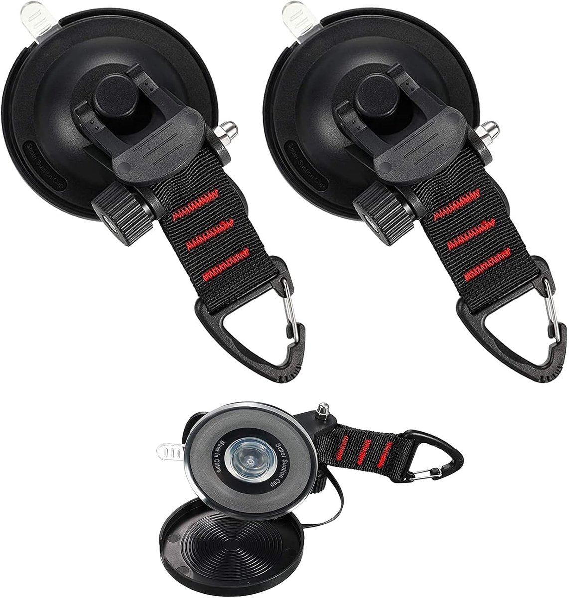 SnelShoppen - Suction Cup met Bevestiging van de Spanhaken, Zuignap Bevestigingshaak, Auto Zijtent Canopy, Camping Tarpaulin Accessoires (2 Stuks)