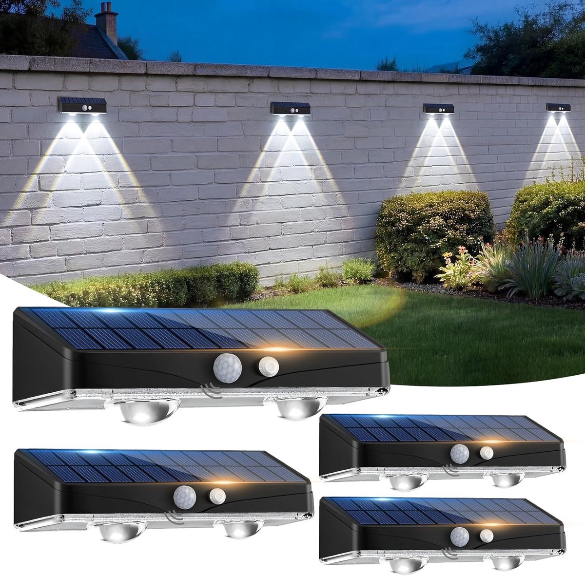 SnelShoppen - Kolpop Solar Fence Lights - 3 Modes Outdoor Solar Motion Sensor Lights - Waterproof IP65 - Tuinverlichting voor Patio, Oprit, Poort en G