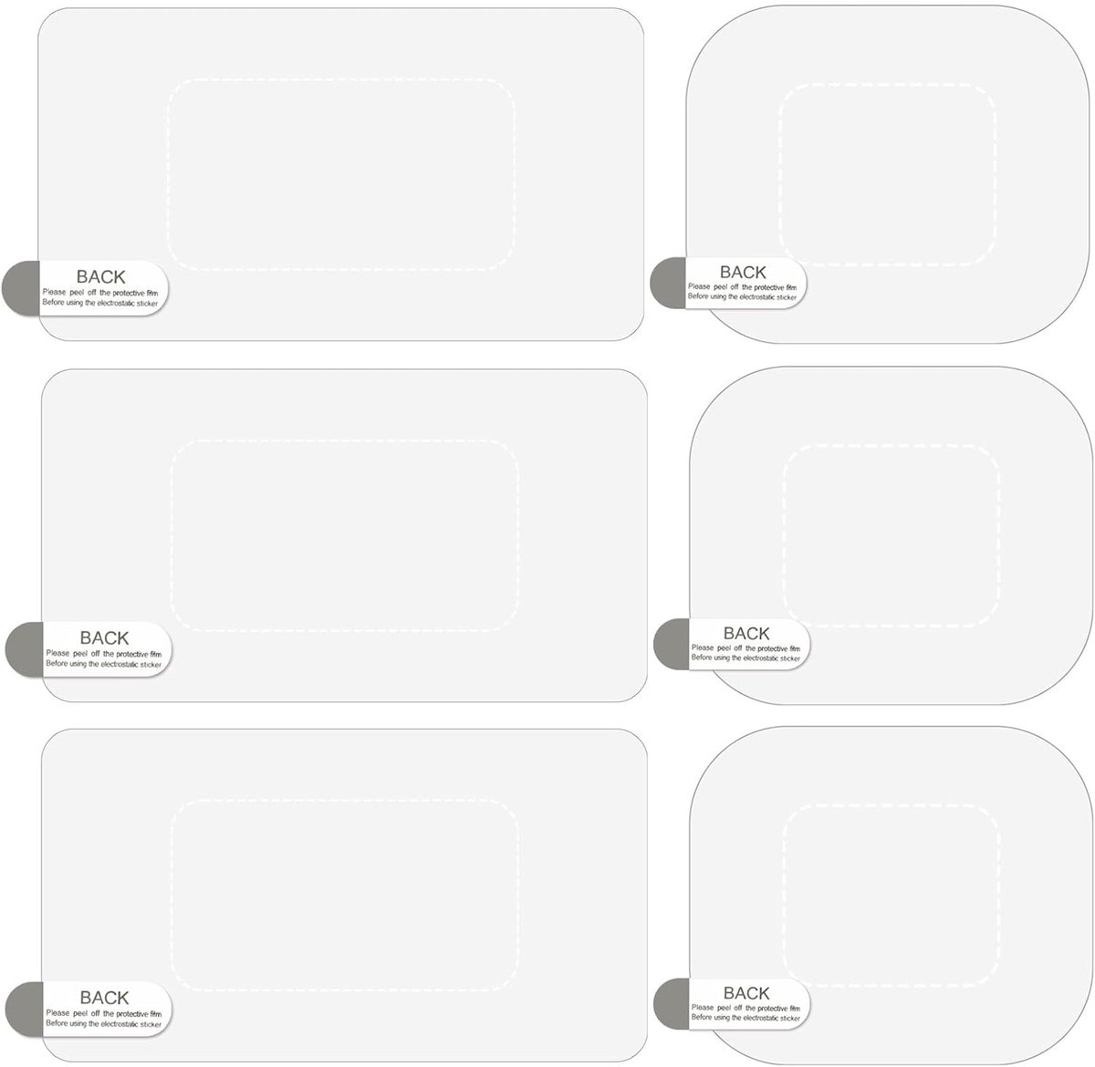 SnelShoppen - Pack van 6 Windscreen Sticker Shield - Electrostatic Stickers voor Dashcam - Eenvoudig te Installeren - Voorkom Krassen en Vallen - Duur