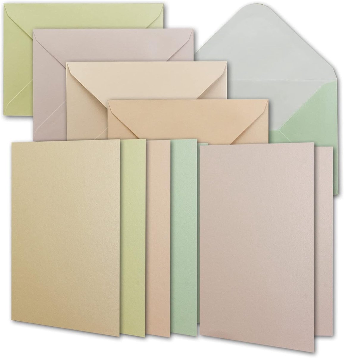 SnelShoppen - 25 Moeder van Parel Kaarten Set met Postkaarten - Lege Uitnodigingskaarten in 5 Pastel Kleuren - DIN A6 10.5 x 14.8 cm - Perfect voor Ke