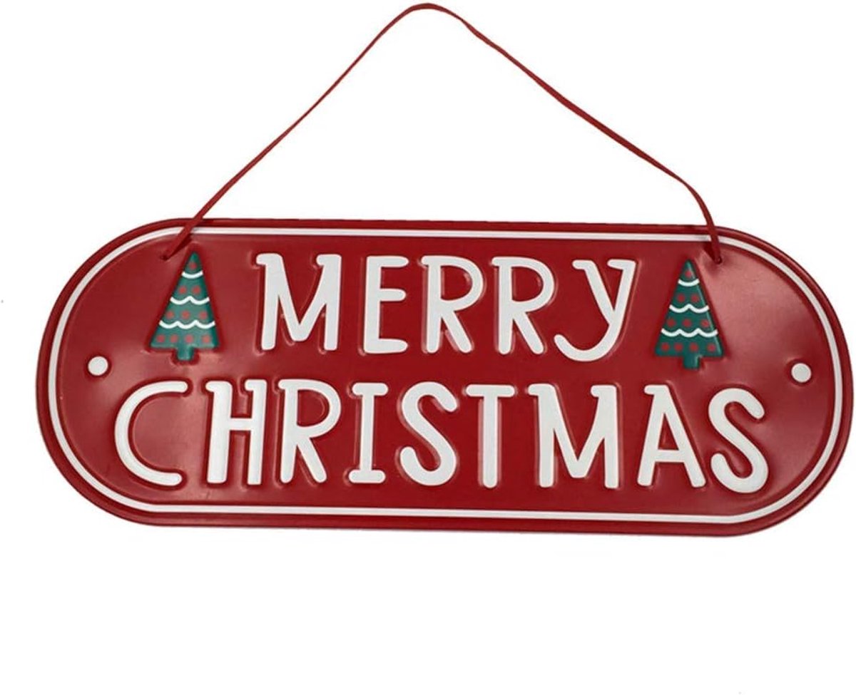 SnelShoppen - Kerst Hangbord Ijzeren Deurbord Decoratief Merry Christmas Bord voor Kerstboom Deur Wand Ornament Decoratie 30x24cm
