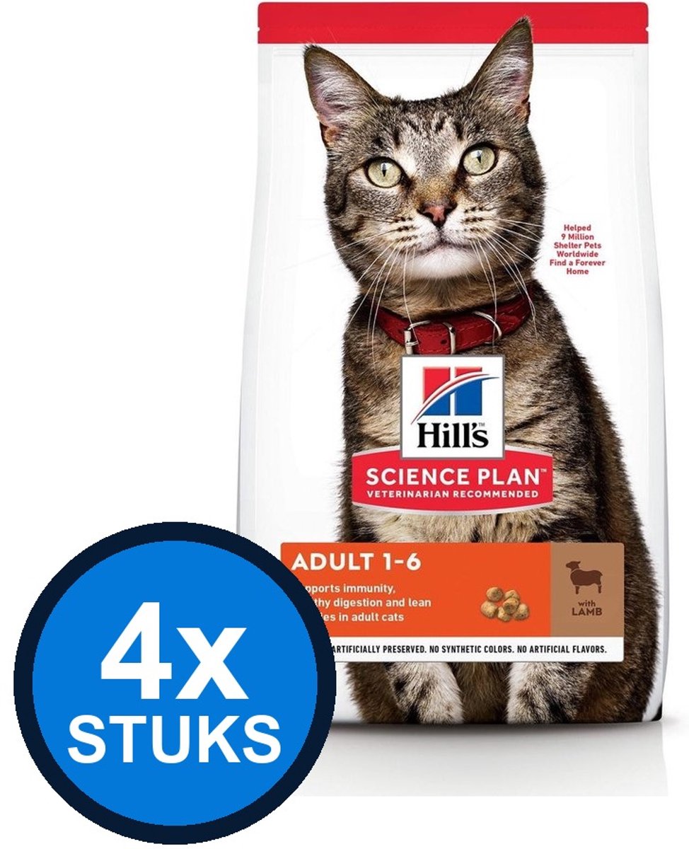4x Hill's - Science Plan cat adult lamb 1,5kg - Kattenvoer - 1.5 kg