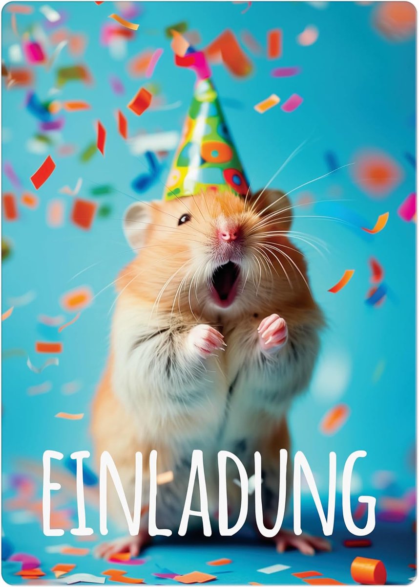SnelShoppen - 12 Hamster Verjaardagsuitnodigingen Kaarten, Schattige Dieren Ontwerp, Perfect voor Kinderfeestjes, Unieke Uitnodigingen voor Een Onverg