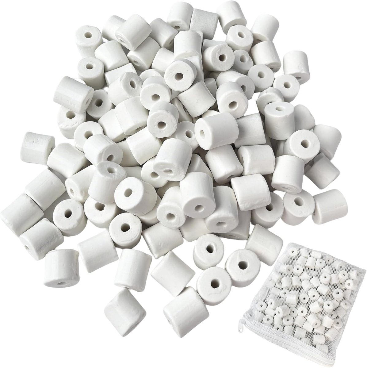 SnelShoppen - 500g Aquarium Filter Media - Bioceramic Ringen, Keramische Bio Ballen, Actieve Kool & Vulkanisch Steen - Effectieve Waterfilter voor Amm