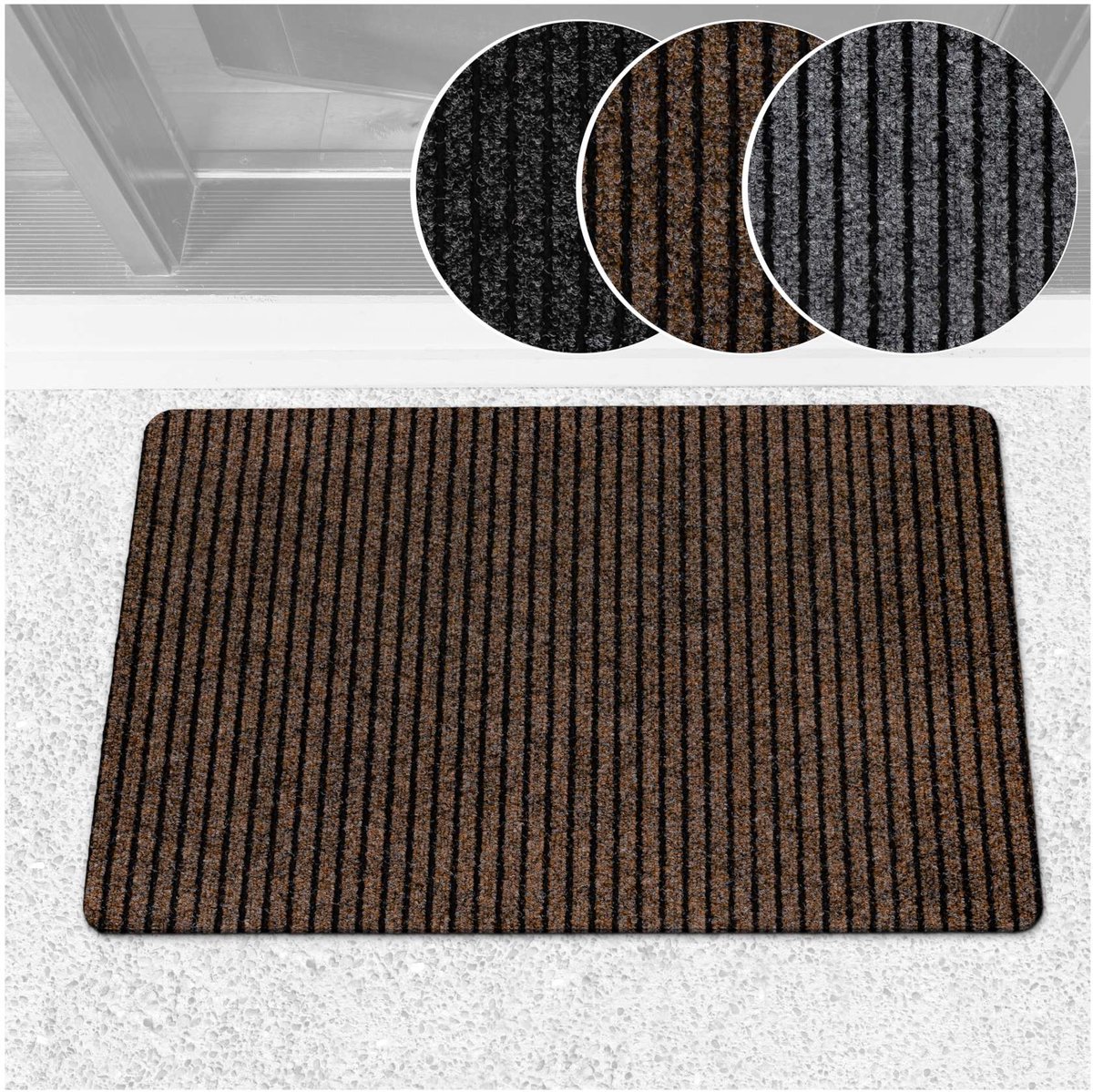 ANRO Deurmat Mischa Bruin 90x60cm – Schoonloopmat Antislip Rubber
