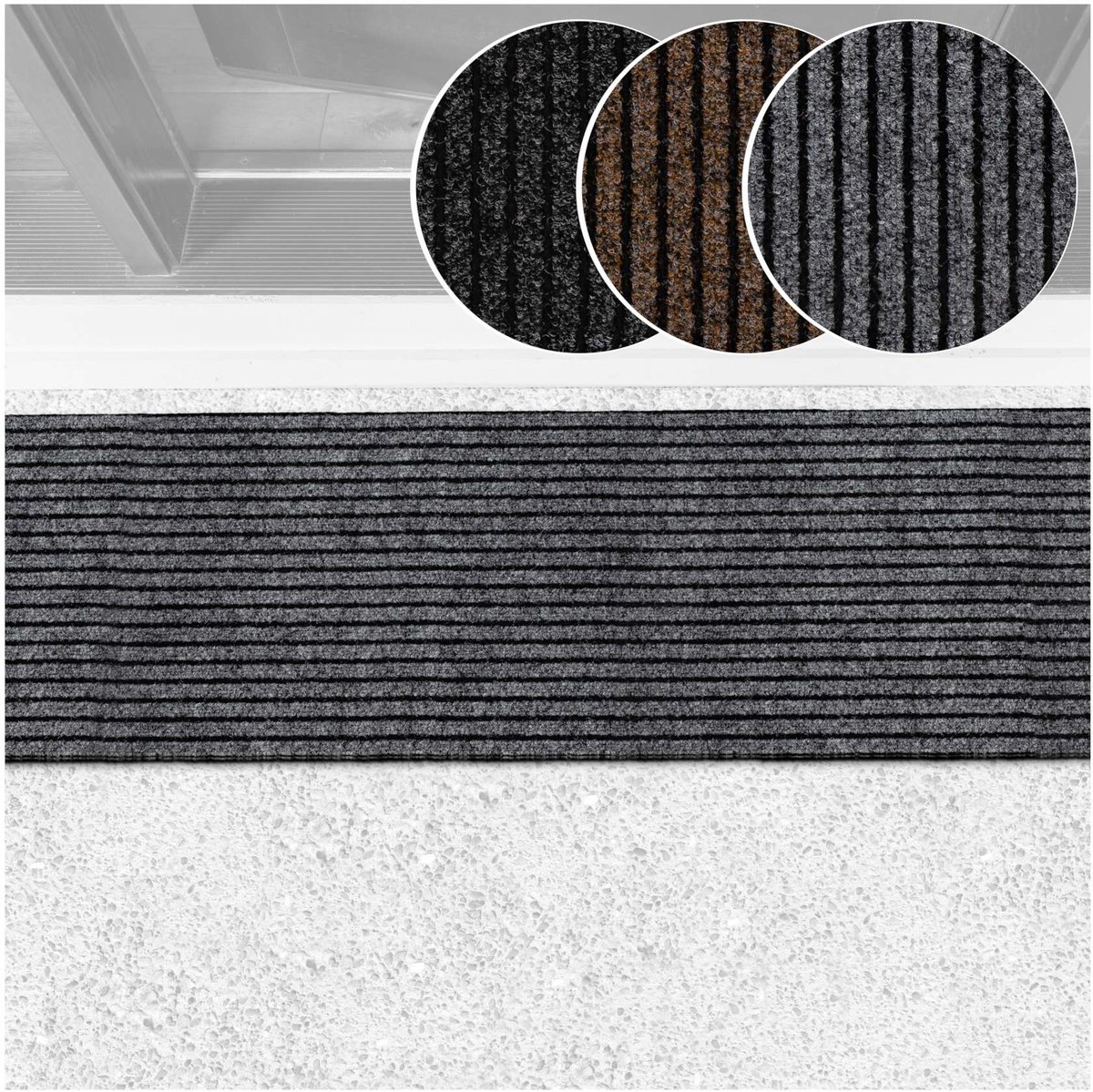 ANRO Mischa Deurmat Grijs 120x40 cm - Antislip - Rubberen rug
