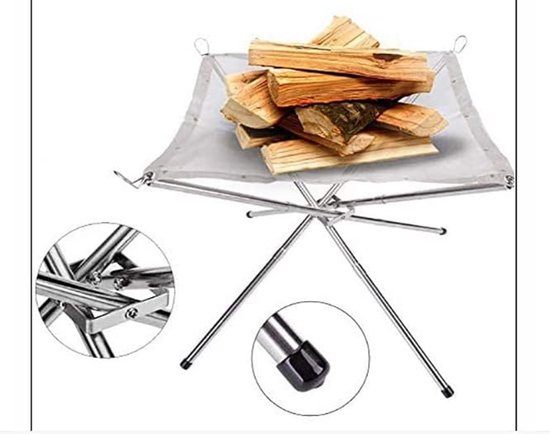 Camping Statief - Buiten Koken - Kampvuur Bereiden - Verstelbare Ketting - 52x52x43cm - Koffie — afbeelding 5