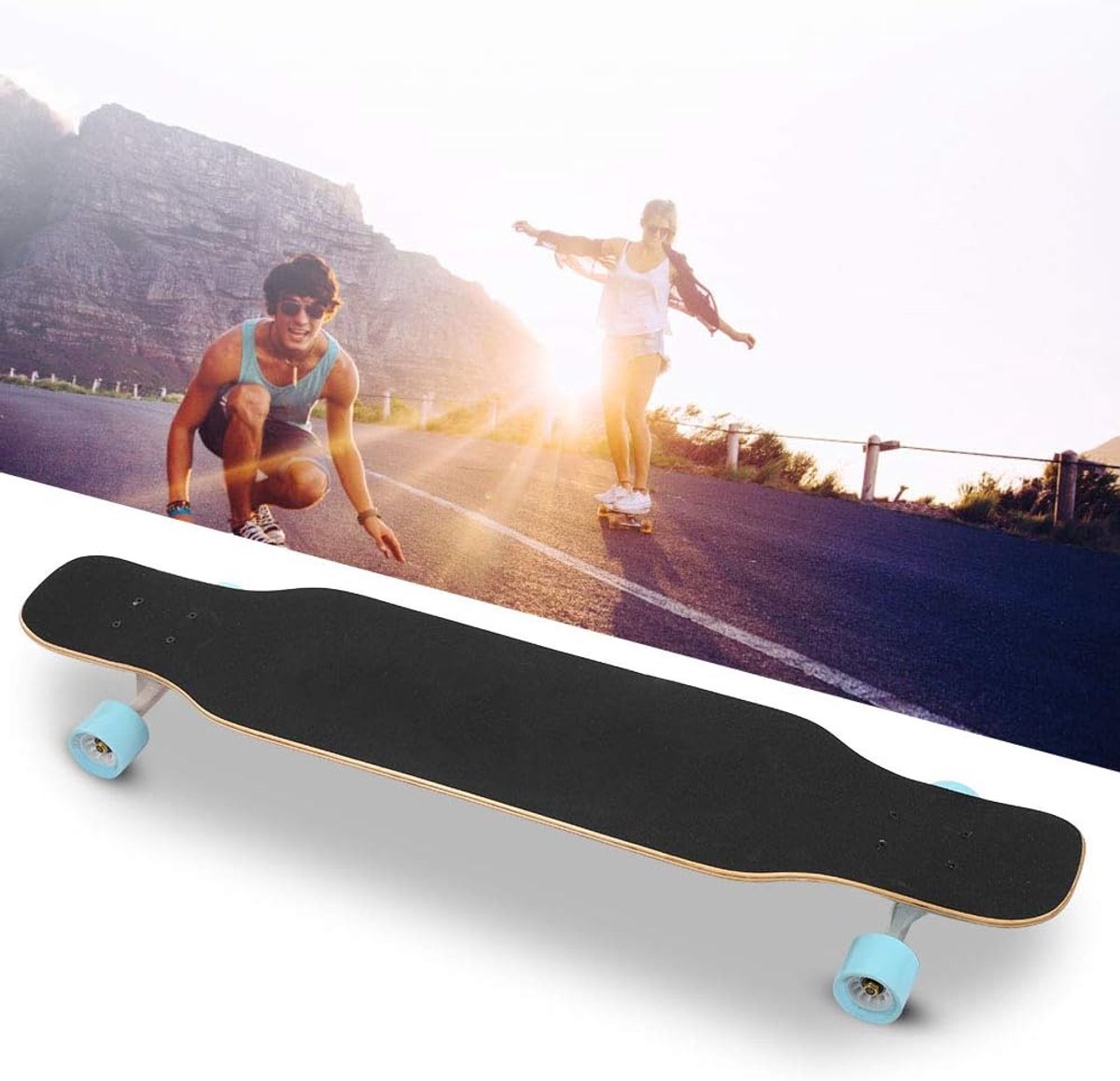 Houten Skateboard Dek Longboard Esdoorn Straat Street Art Zeven Laags Esdoorn 107 cm Lengte Natuurlijk
