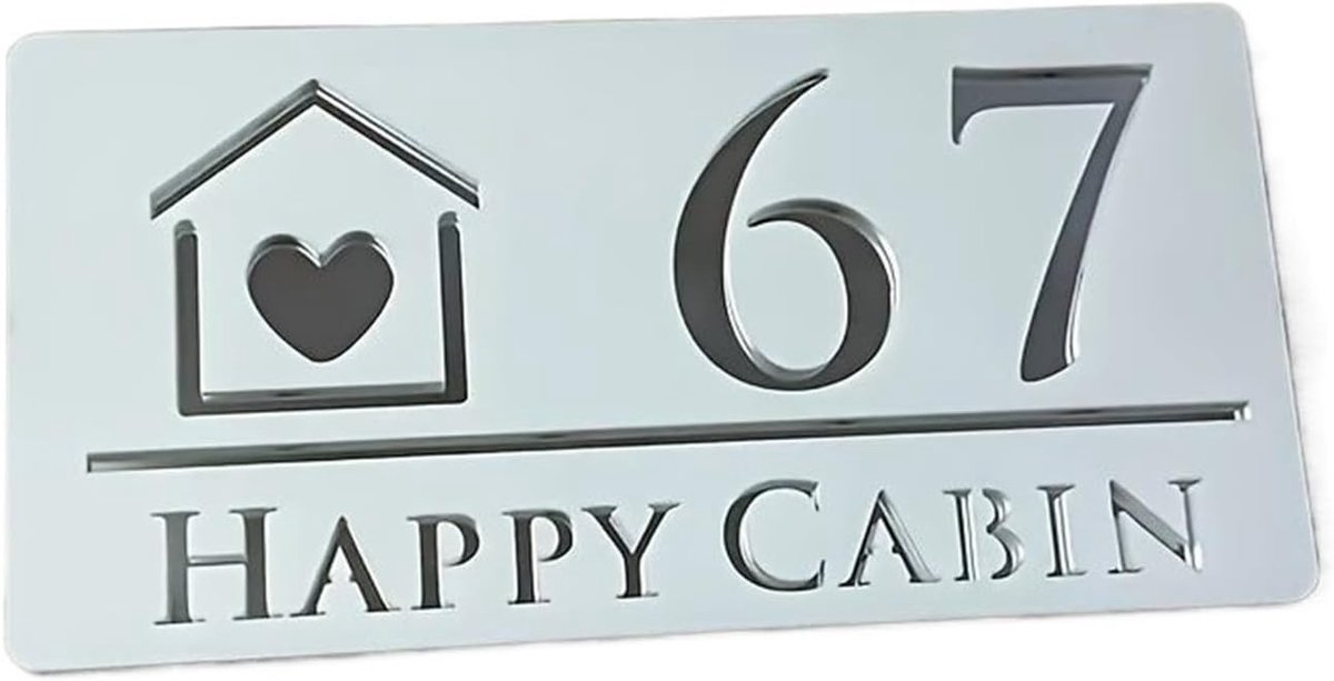 Huisnummer Naamplaat - Adresbord Deur - Entree Decoratie - Minimalistisch Design - 15x30cm - Zilver Wit