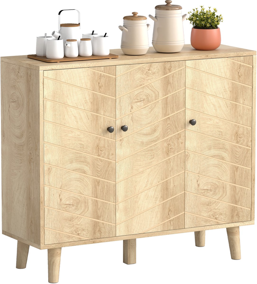 Homcom Buffetkast - MDF, Grenenhout - 88,3 x 30 x 76 cm - Natuurlijk hout