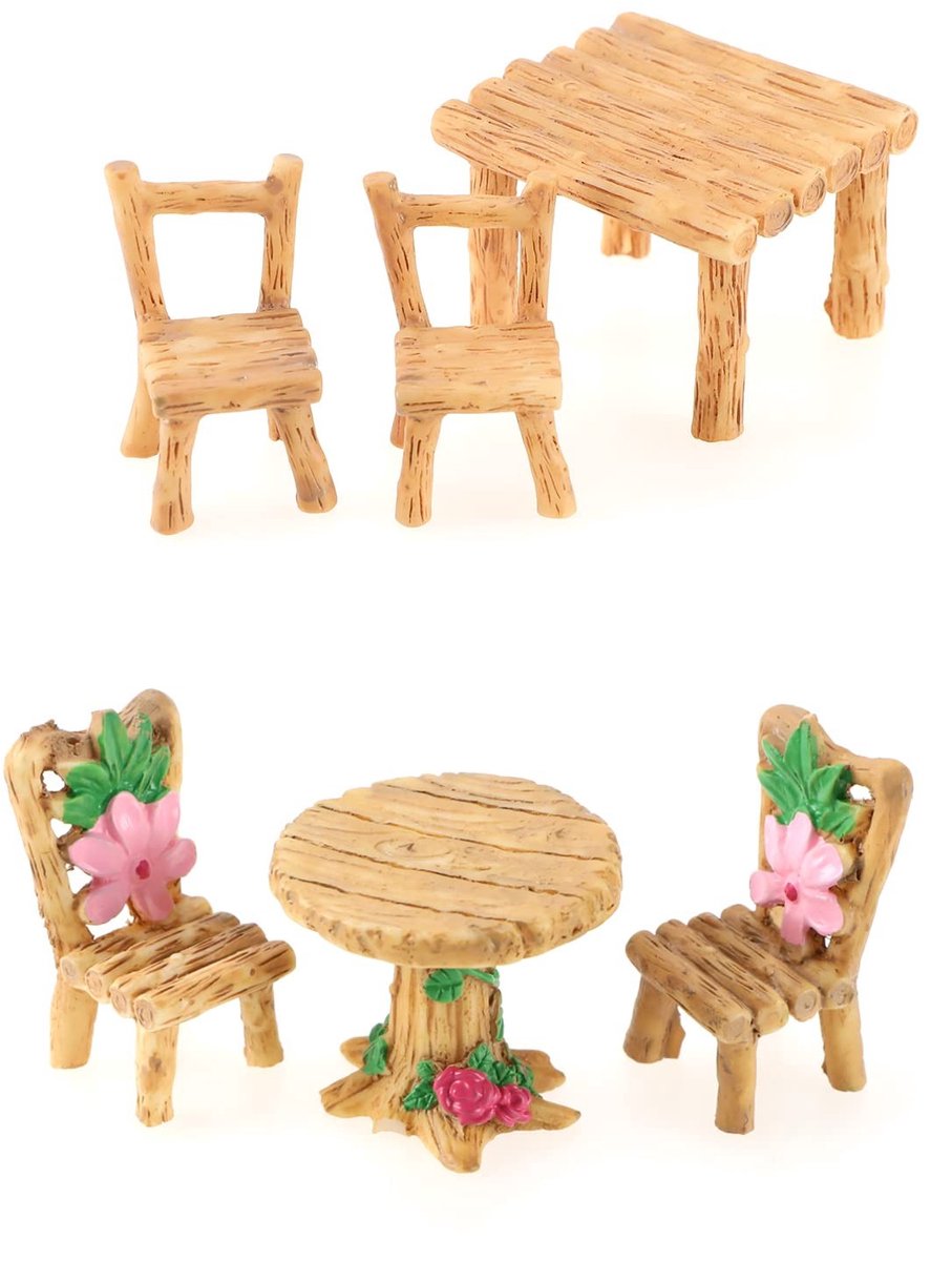 Dailygoods- Poppenhuis Meubels Hars - Tuinset Tafel/stoel - Miniatuur Decoratie - Duurzaam/Waterdicht - Creatief Design - Handgemaakt
