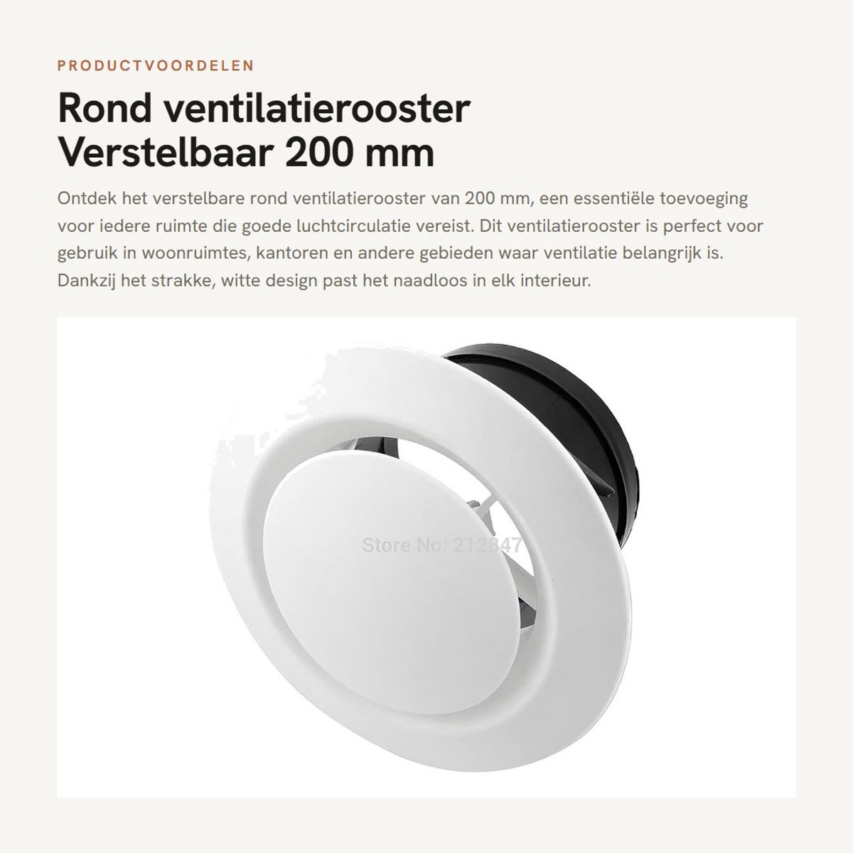Dailygoods- Ventilatierooster Rond - Verstelbaar - ABS-Kunststof - 200 mm - Insectenrooster - Eenvoudige installatie - Netto Gewicht 250g - Luchtrooster