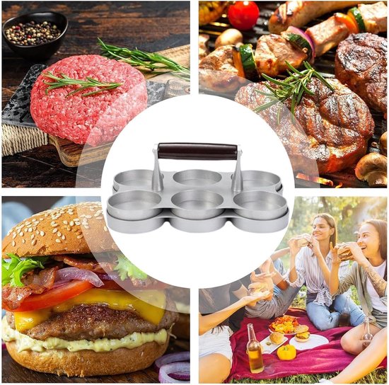Vlees Patty Maker - Hamburger Pers - Perfecte Burgers Maken - 6 Kleine Roosters - 22.3x14.8x8.5cm — afbeelding 5