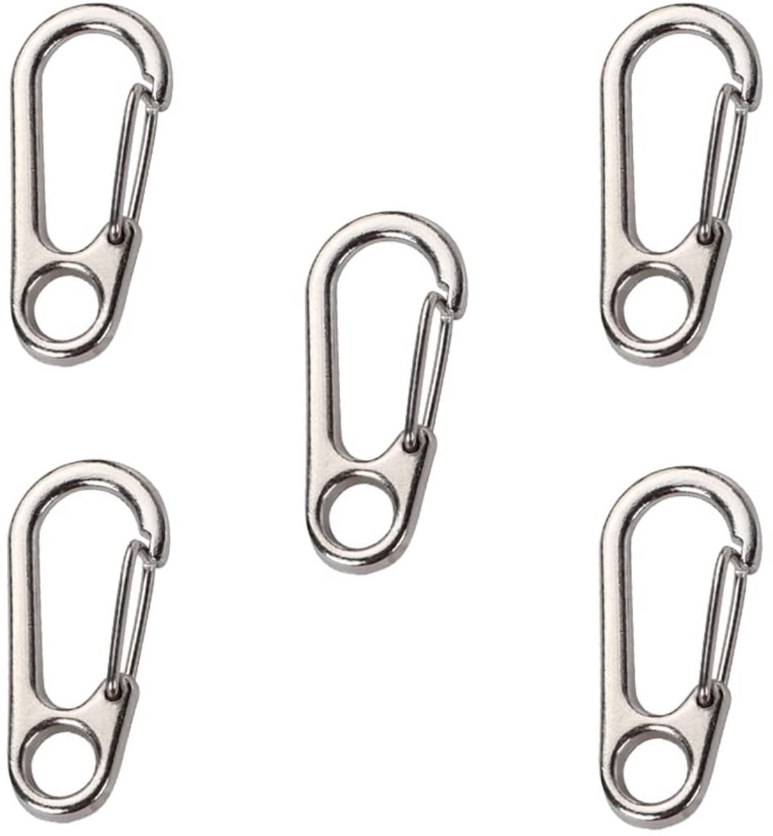 Dailygoods- Karabijnhaken 5 Stuks - Mini Karabijnhaak - Sleutelhanger - Veersluiting - Voor Rugzak - Hoogwaardige Zinklegering - Slijtvast