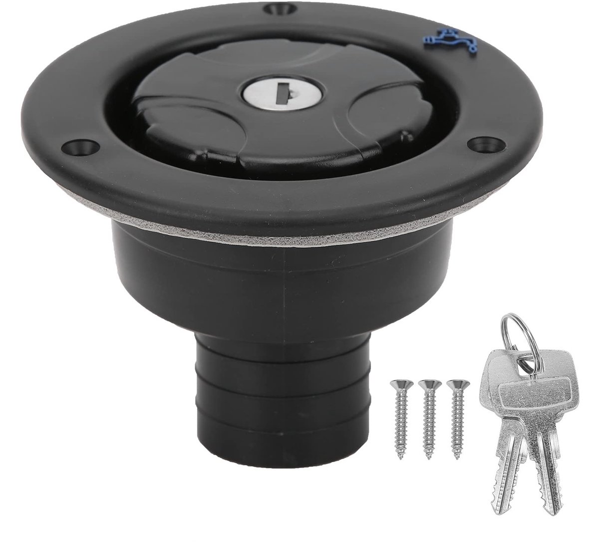 Dailygoods- Waterinlaat Lekvrij - Zwarte Waterinlaat - Waterafsluitkap met 2 Sleutels - ABS Materiaal - Voor Camper/Caravan/Boot - Hoogte 85mm - Waterdop