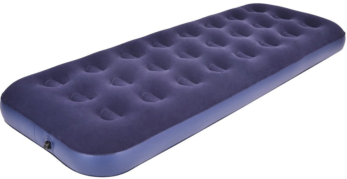 Dailygoods- Luchtmatras 1 Persoons - Opblaasbaar Bed - Duurzaam PVC - Geschikt voor Camping - 220lbs Capaciteit - Comfortabel Flockmateriaal - Opblaasbed