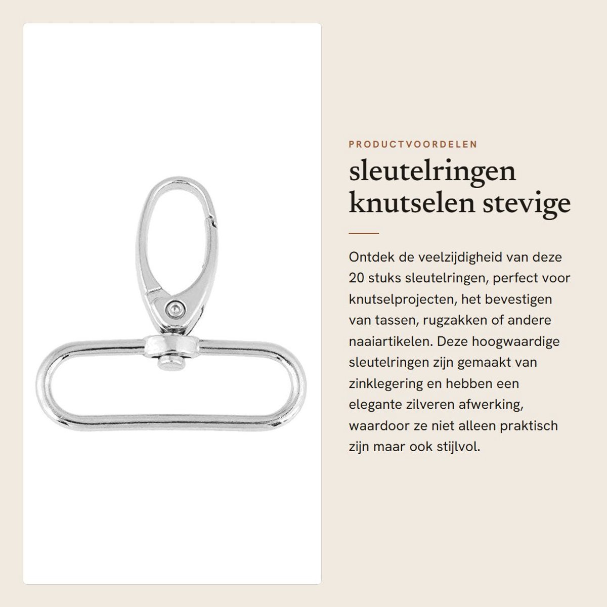 Dailygoods- Sleutelringen 20 stuks - Zinklegering 32 mm - Draaibare Veiligheidshaak - Verbindingsaccessoire - Voor Knutselen - Hoogwaardige Kwaliteit - Splitringen