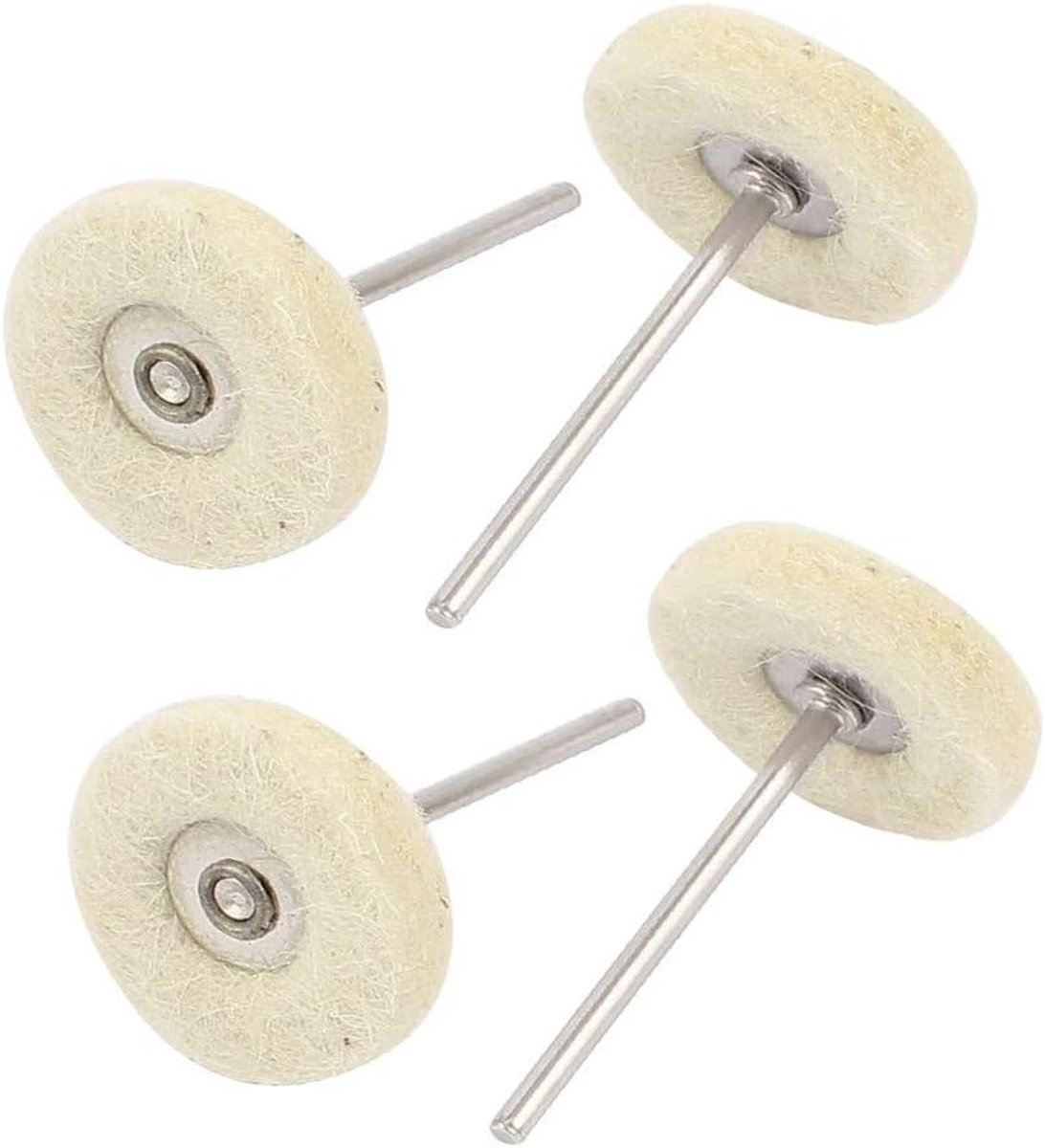 Polijst Vilt Bobbers - Schuurkoppen - Metaal Polijsten - Wielvormig - 25mm Kop 2mm Gat - Beige Zilver