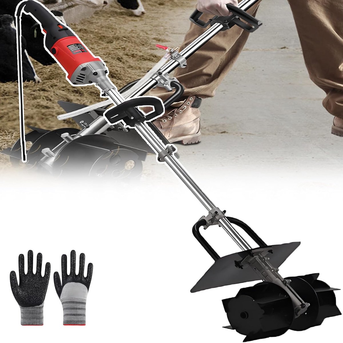 Betonmixer Elektrisch - Cementmixer Handheld - Mengen Bouwmaterialen - Variabele Snelheid - 32 cm Mengbreedte - Grijs