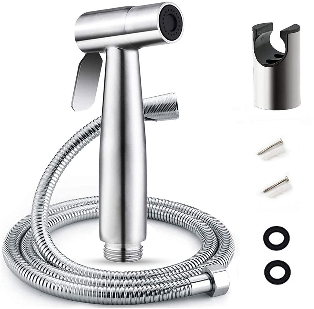 Dailygoods- Bidet-set met handdouche - Wandhouder - Roestvrij staal - Afdichtingen - ½ inch aansluiting - Multifunctioneel voor toilet/badkamer