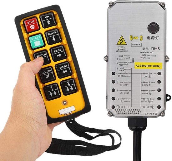 Dailygoods- Kraanafstandsbediening Waterdicht - Dubbele Handgreep - Valbestendig - Zuur- en Oliebestendig - RF-punt 800 MHz - Voor CNC/Liftmachines - Hijscontroller van Dailygoods — afbeelding 5