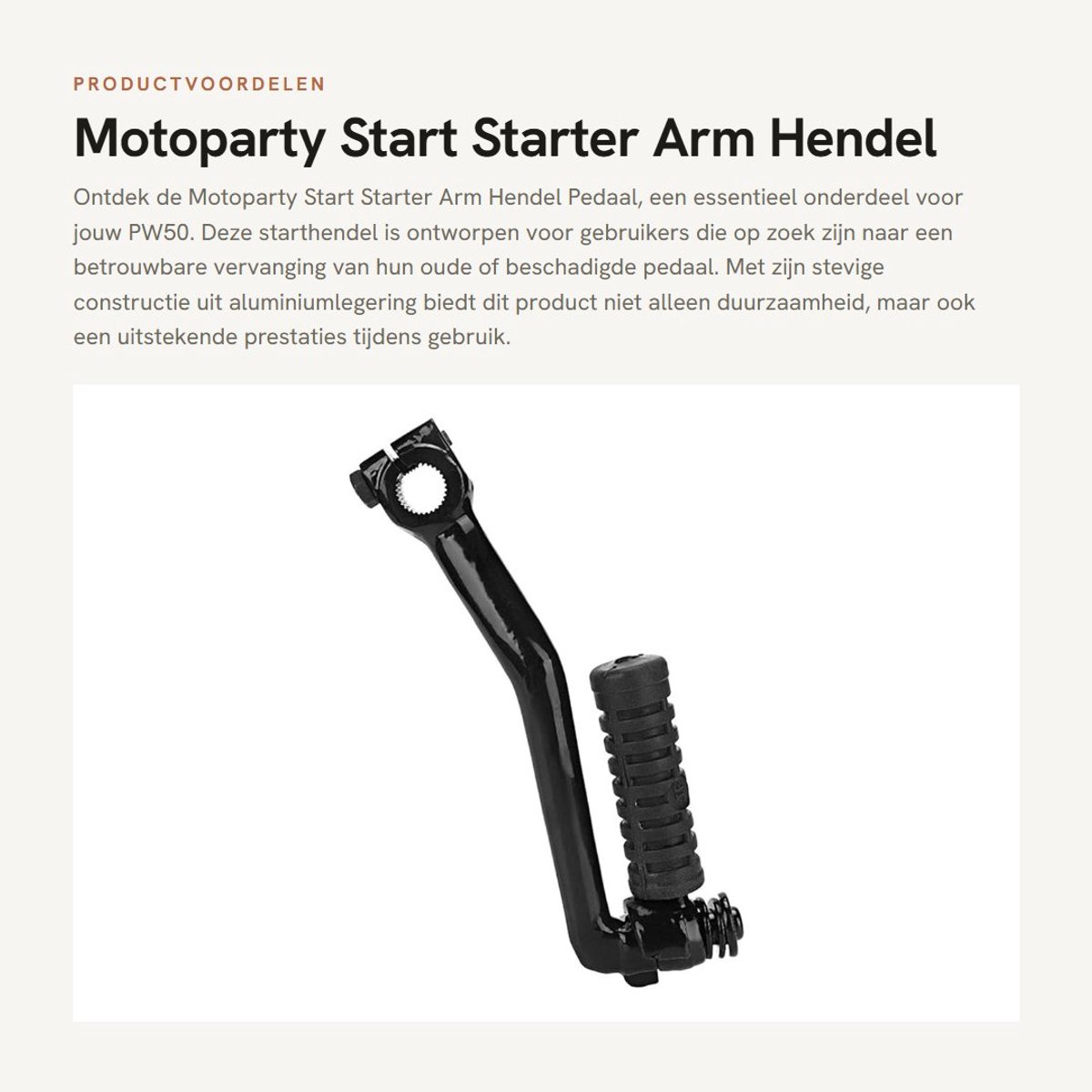 Dailygoods- Start Hendel Aluminiumlegering - Vervangend Pedaal - Geschikt voor PW50 - Lengte 17 cm - Breedte 9 cm - Mooi Curve-ontwerp - Startpedaal